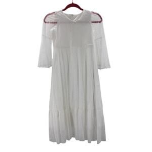 GIRL'S PARTY DRESS SZ 8-9Y white textured long sleeve lace maxi dress NEW B40